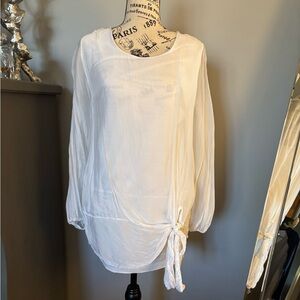 Elegant 100% Silk White Women's Tunic
